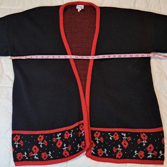 Vintage 80's Christmas Cardigan Sweater Size XL Bedford Fair Red/Black - Picture 9 of 10
